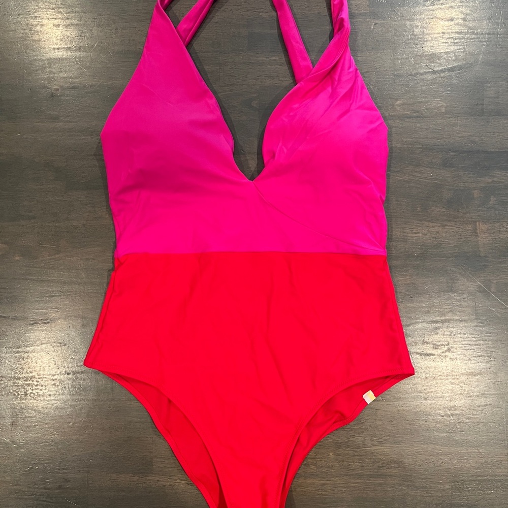 Summersalt The Deep Dive swimsuit - Lava & Hibiscus - women’s one piece - Picture 4 of 7
